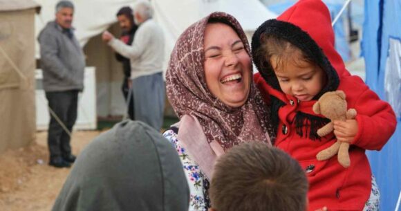 Woman with child happy