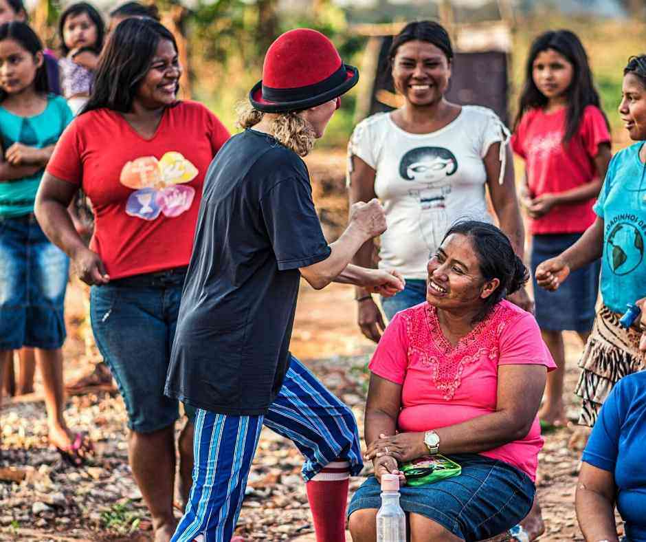 Clown among women in Central Brazil