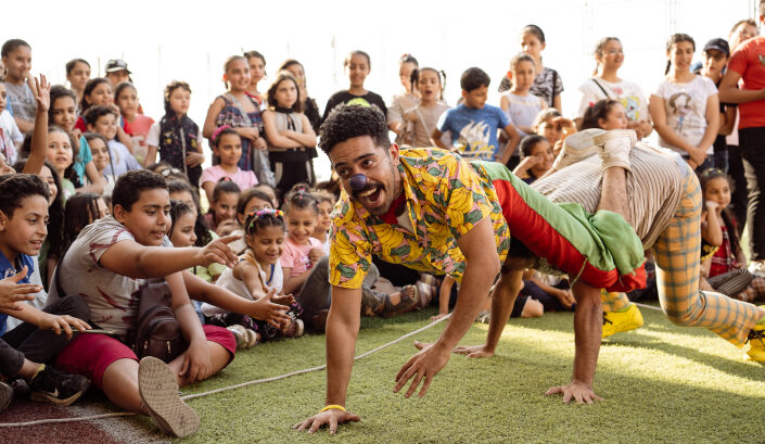 Clowns performing